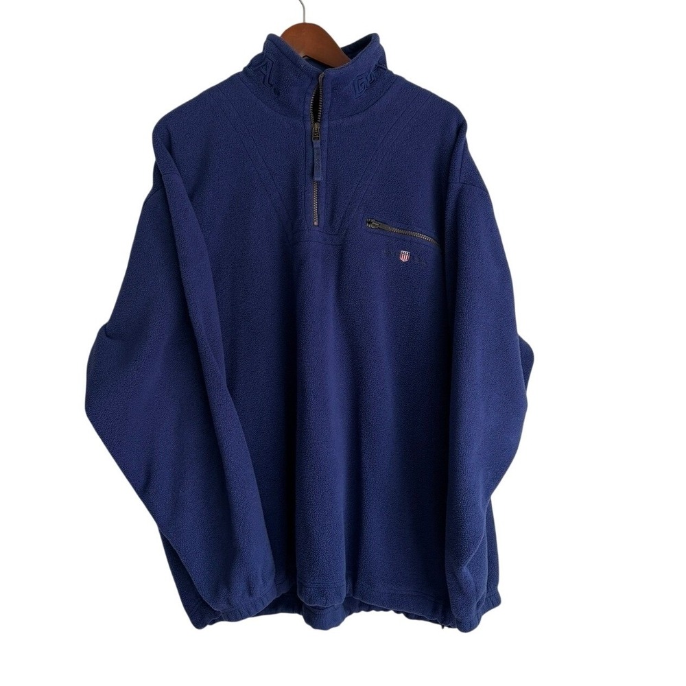 Vintage Gant USA‎ Rugger Fleece Quarter Zip Pullover Mens Large Navy